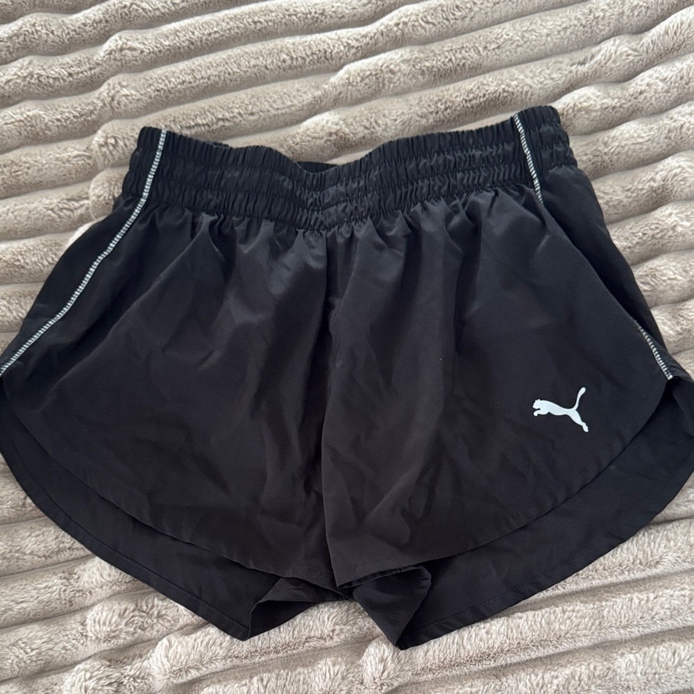 Puma Women's Black Athletic Shorts with Logo